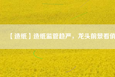 【造紙】造紙監(jiān)管趨嚴，龍頭前景看俏