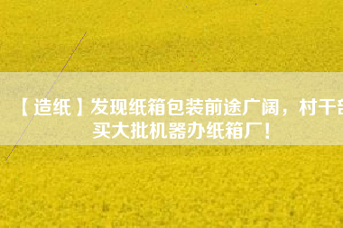 【造紙】發(fā)現(xiàn)紙箱包裝前途廣闊，村干部買大批機器辦紙箱廠！