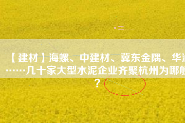 【建材】海螺、中建材、冀東金隅、華潤……幾十家大型水泥企業(yè)齊聚杭州為哪般？