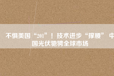 不懼美國“201”！技術(shù)進(jìn)步“撐腰” 中國光伏馳騁全球市場