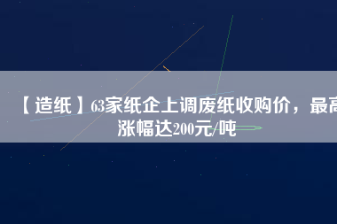 【造紙】63家紙企上調(diào)廢紙收購價，最高漲幅達(dá)200元/噸