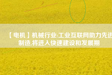 【電機】機械行業(yè):工業(yè)互聯(lián)網助力先進制造,將進入快速建設和發(fā)展期
          