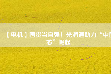 【電機(jī)】國(guó)貨當(dāng)自強(qiáng)！光潤(rùn)通助力“中國(guó)芯”崛起
          