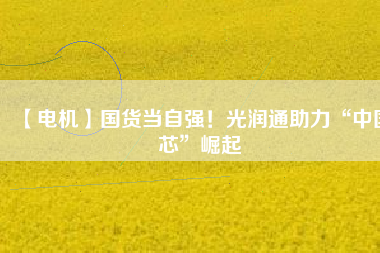 【電機(jī)】國(guó)貨當(dāng)自強(qiáng)！光潤(rùn)通助力“中國(guó)芯”崛起
          