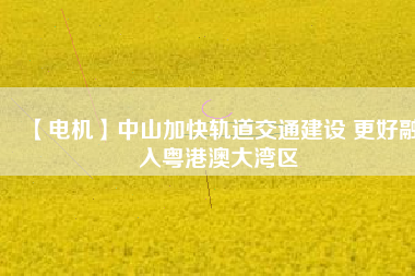 【電機】中山加快軌道交通建設 更好融入粵港澳大灣區(qū)
          