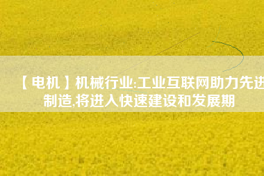 【電機】機械行業(yè):工業(yè)互聯(lián)網助力先進制造,將進入快速建設和發(fā)展期
          