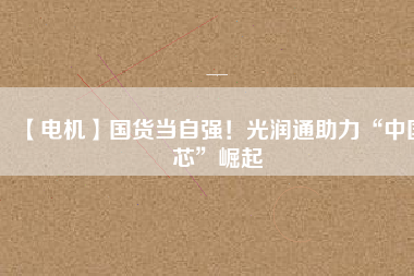 【電機(jī)】國(guó)貨當(dāng)自強(qiáng)！光潤(rùn)通助力“中國(guó)芯”崛起
          