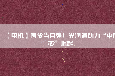 【電機(jī)】國(guó)貨當(dāng)自強(qiáng)！光潤(rùn)通助力“中國(guó)芯”崛起
          